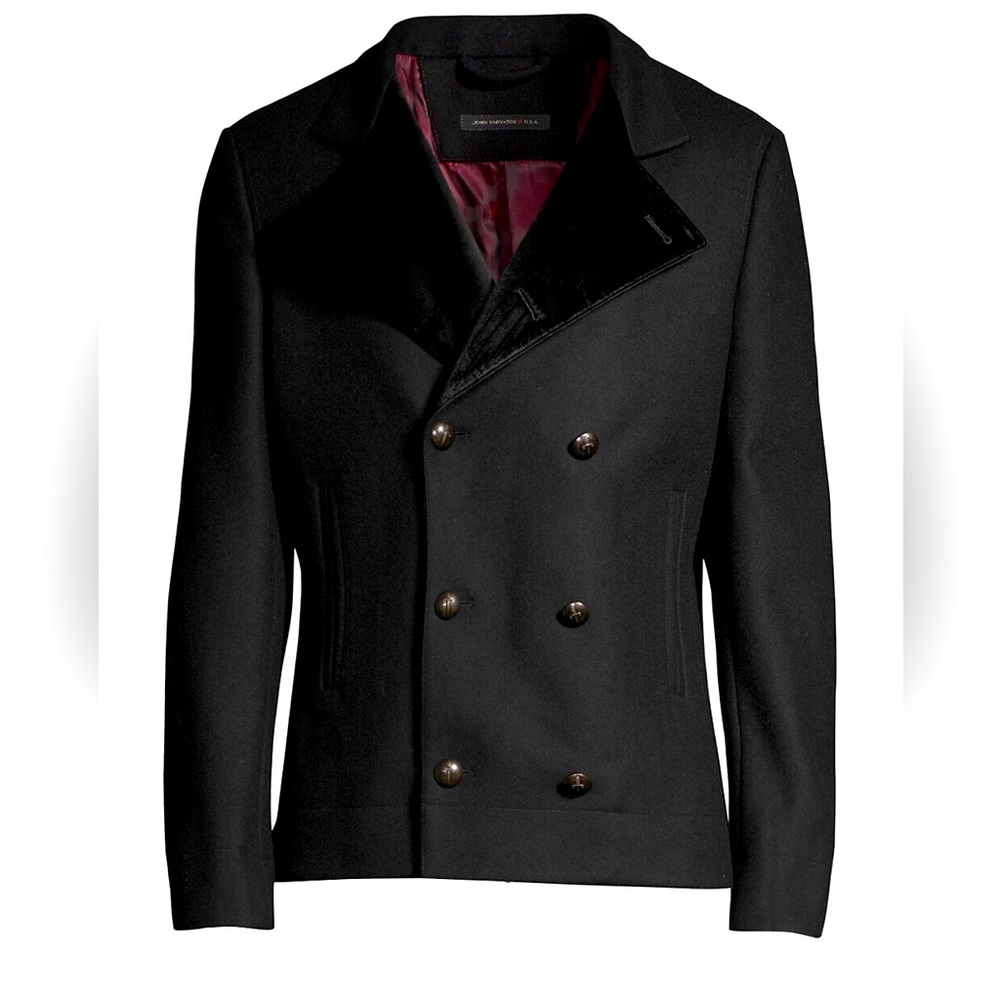 John Varvatos USA - Wool Peacoat with velvety lapels